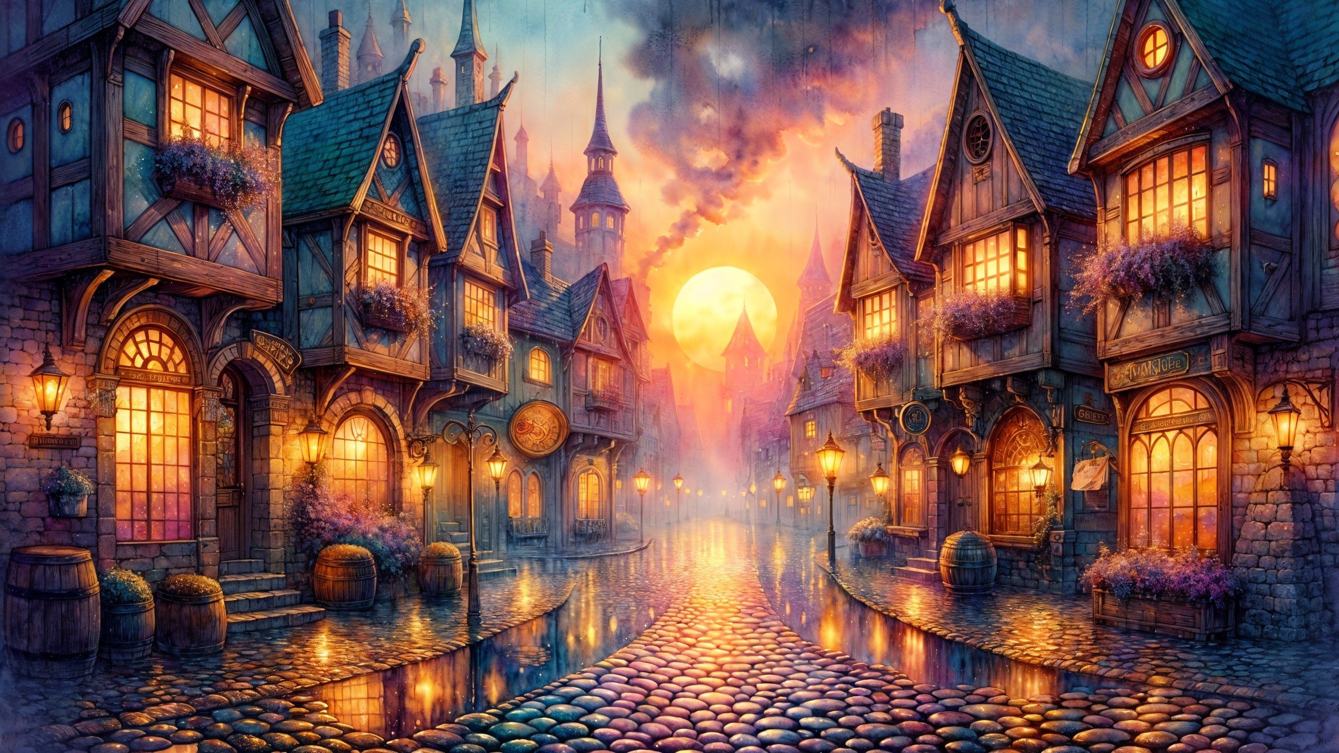 Charming Cobblestone Street with Fairy-Tale Houses