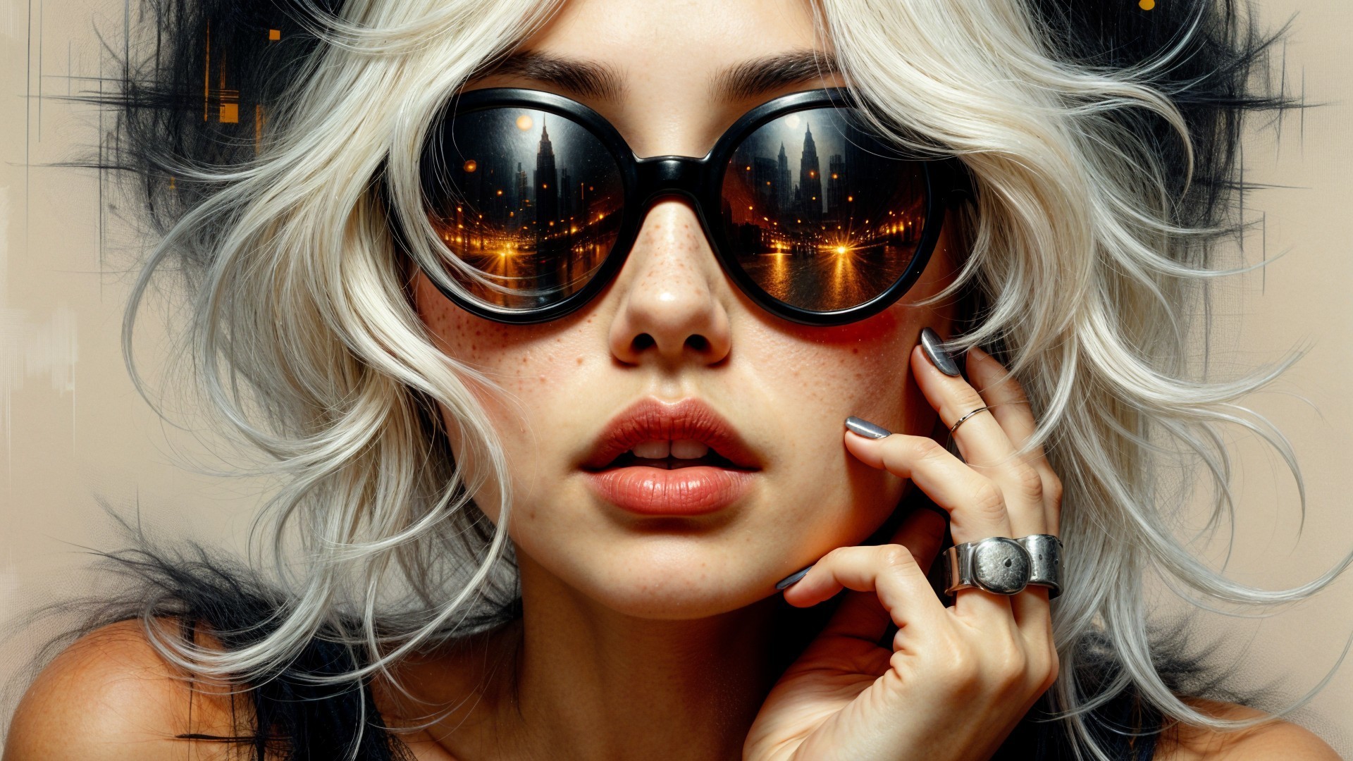 Close-up Portrait of a Stylish Woman with Silver Hair