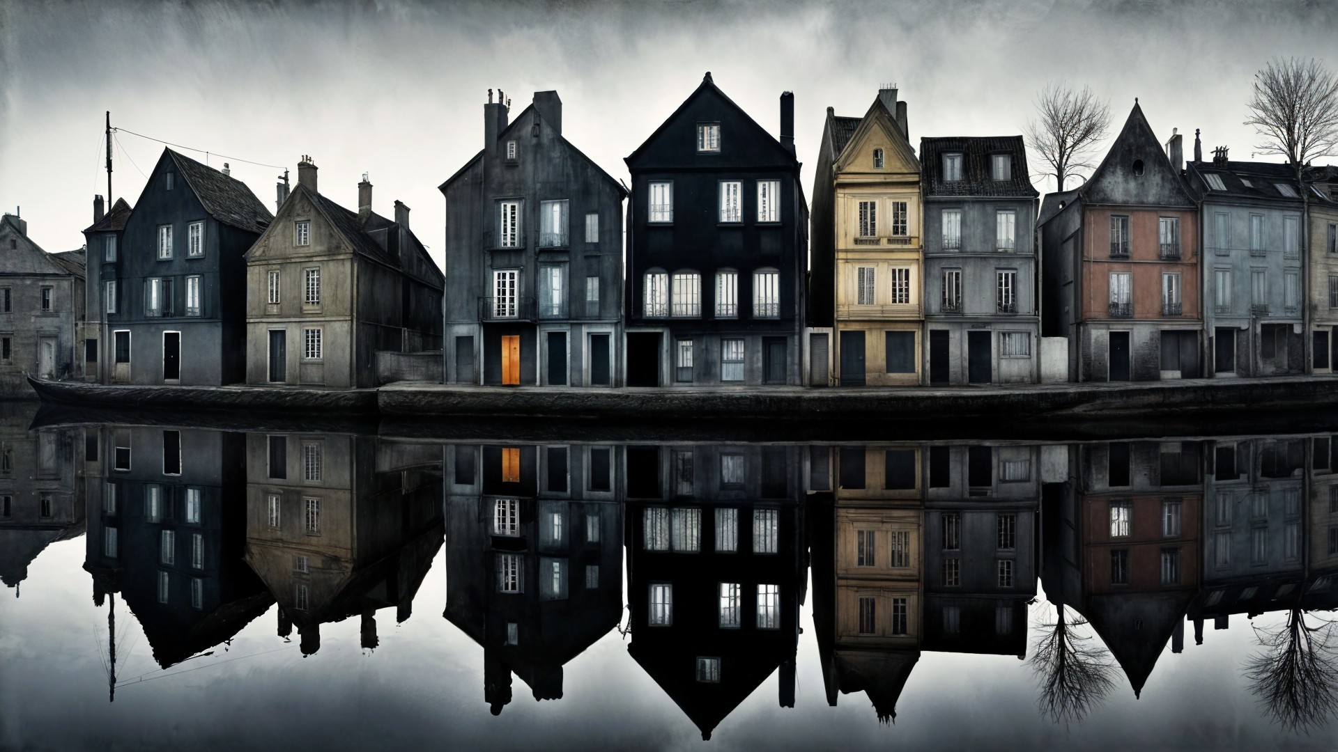Charming Old European Houses by a Calm River