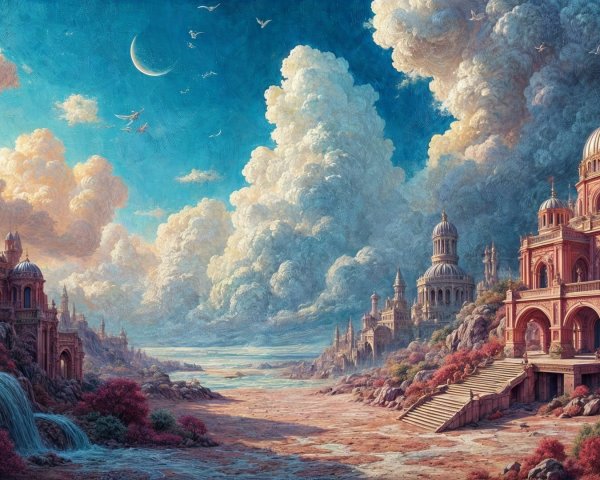Majestic Castles in a Vibrant Fantasy Landscape