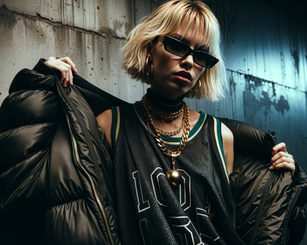 Fashionable Individual in Urban Gritty Setting