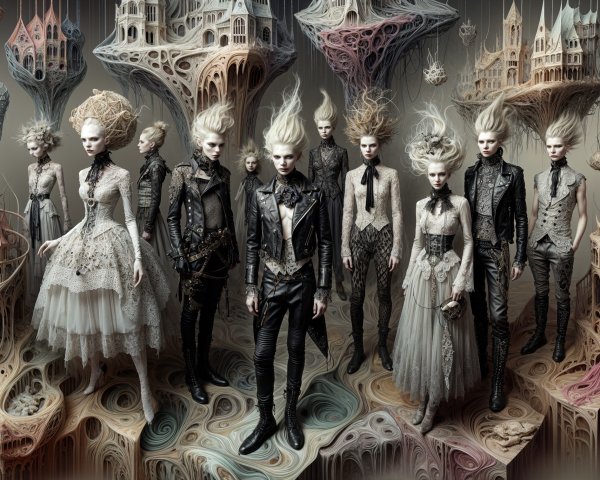 Surreal Gathering of Ethereal Figures in Fantasy Setting