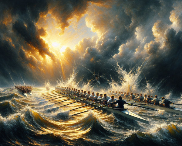 Rowing through Turbulent Waves and Dramatic Skies