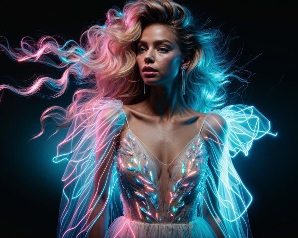 Glamorous dress with lights against dark background