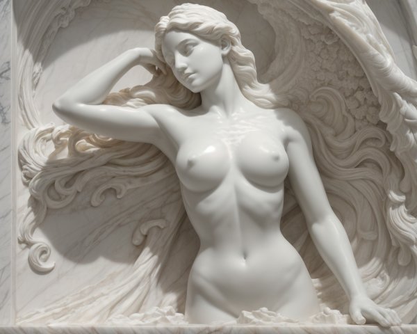 Marble Sculpture of a Woman in Graceful Pose