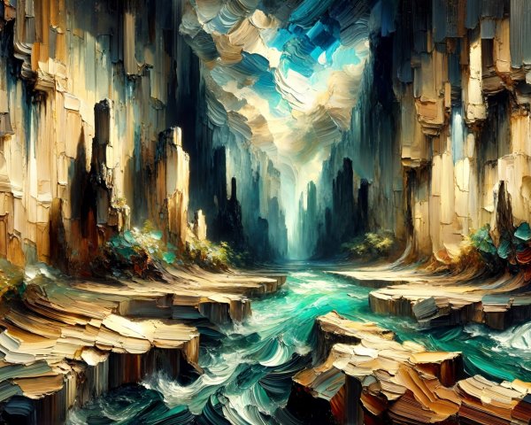 Fantastical Canyon Landscape with Winding River and Cliffs