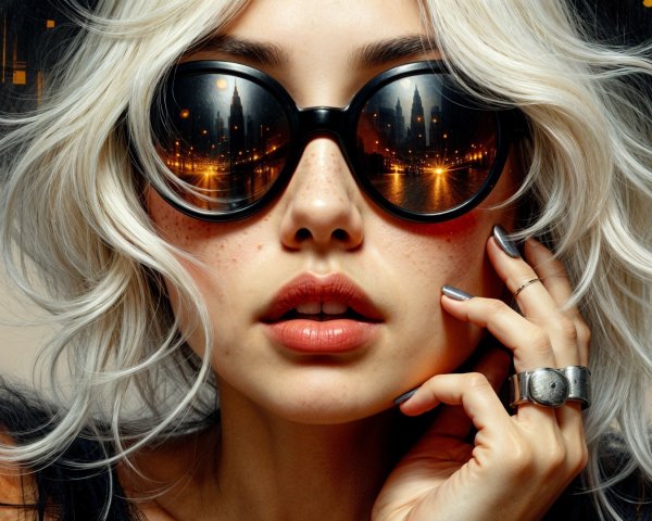 Close-up Portrait of a Stylish Woman with Silver Hair