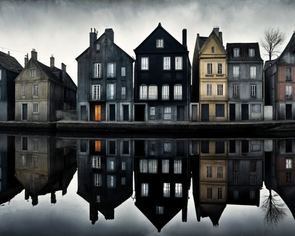 Charming Old European Houses by a Calm River