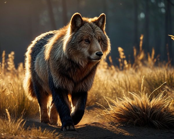 Majestic Animal in Sunlit Field with Tall Grass