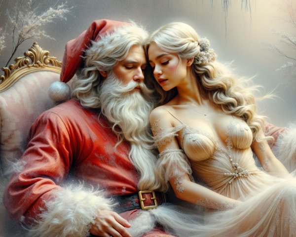 Santa Claus in a vintage setting with a romantic backdrop