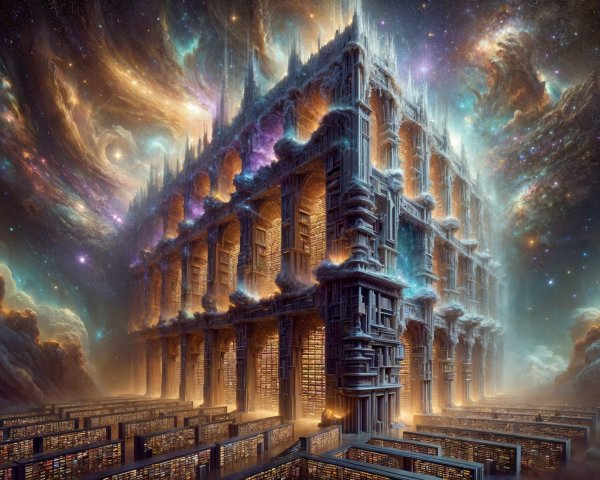 Futuristic Structure Against Cosmic Backdrop