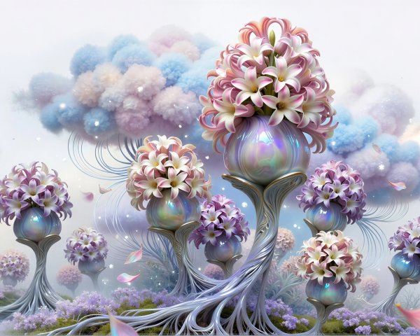 Dreamy Landscape with Ethereal Fantasy Garden Scene