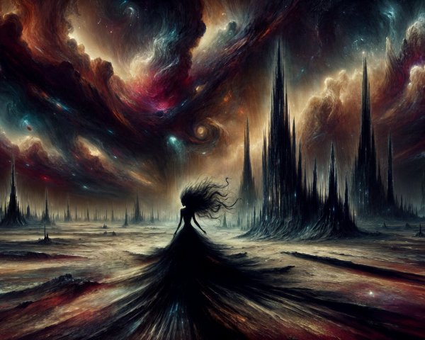 Silhouetted Figure in a Cosmic Landscape of Galaxies