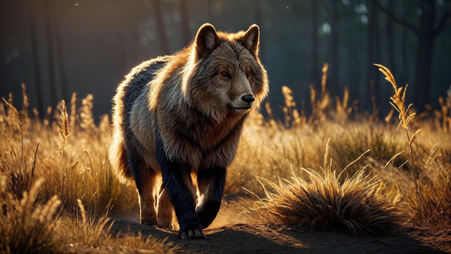 Majestic Animal in Sunlit Field with Tall Grass