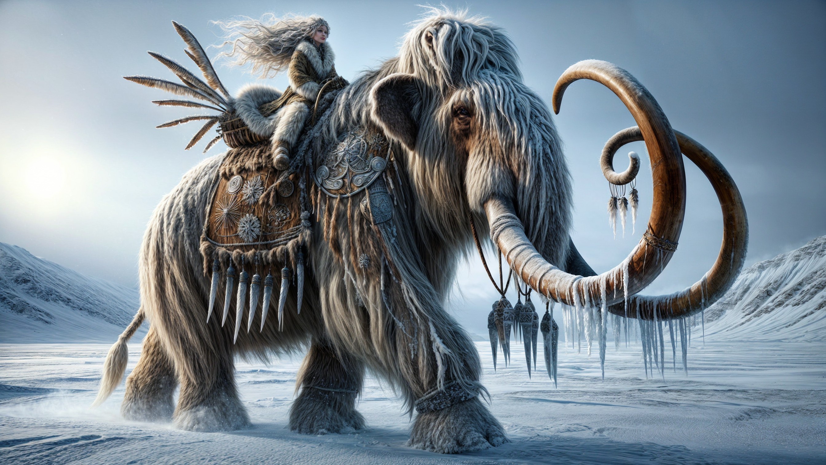 Woolly Mammoth in a Frozen Prehistoric Landscape