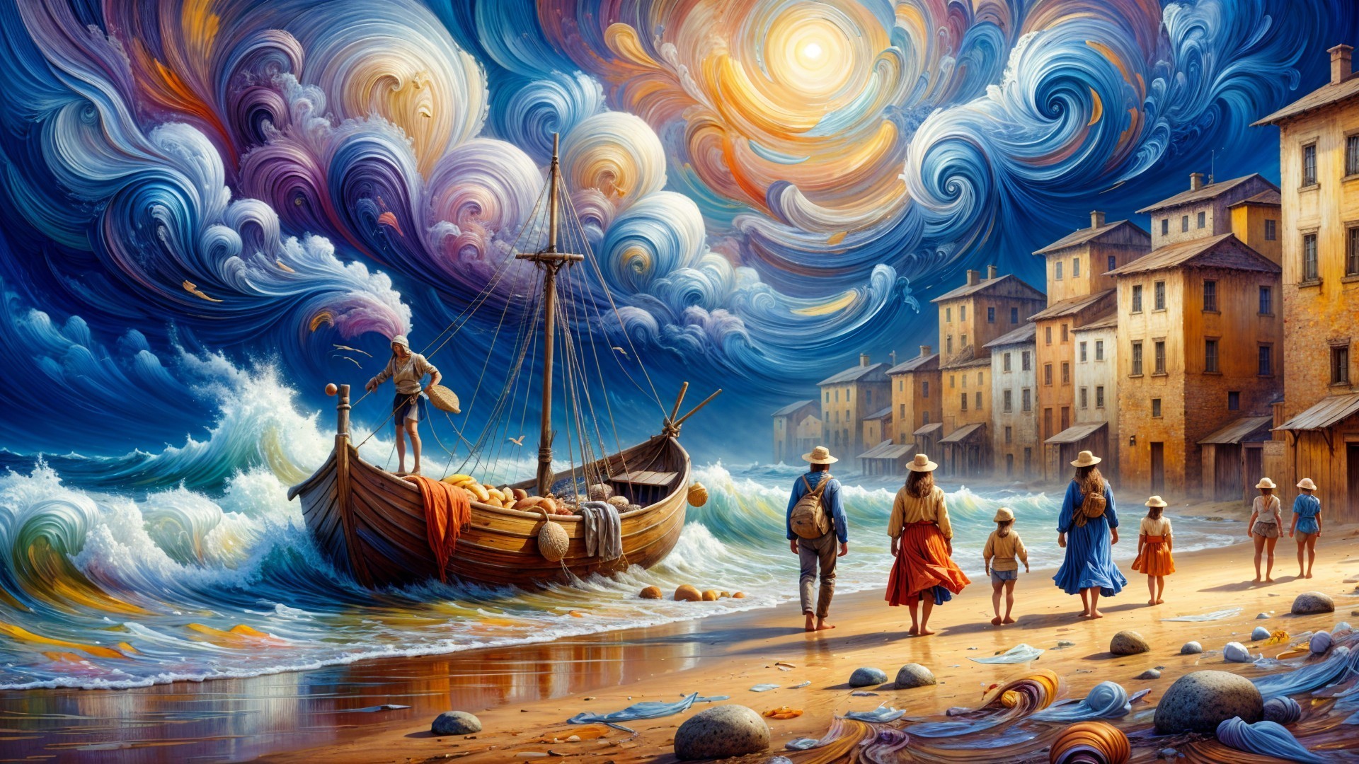 Vibrant Seascape with Dynamic Sky and Beach Scene