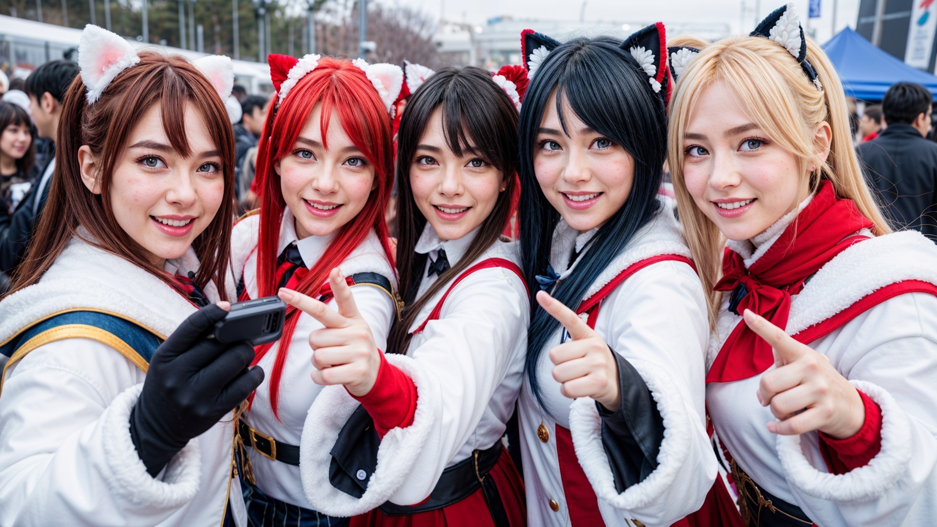 Group of Young Women in Colorful Anime-Inspired Outfits