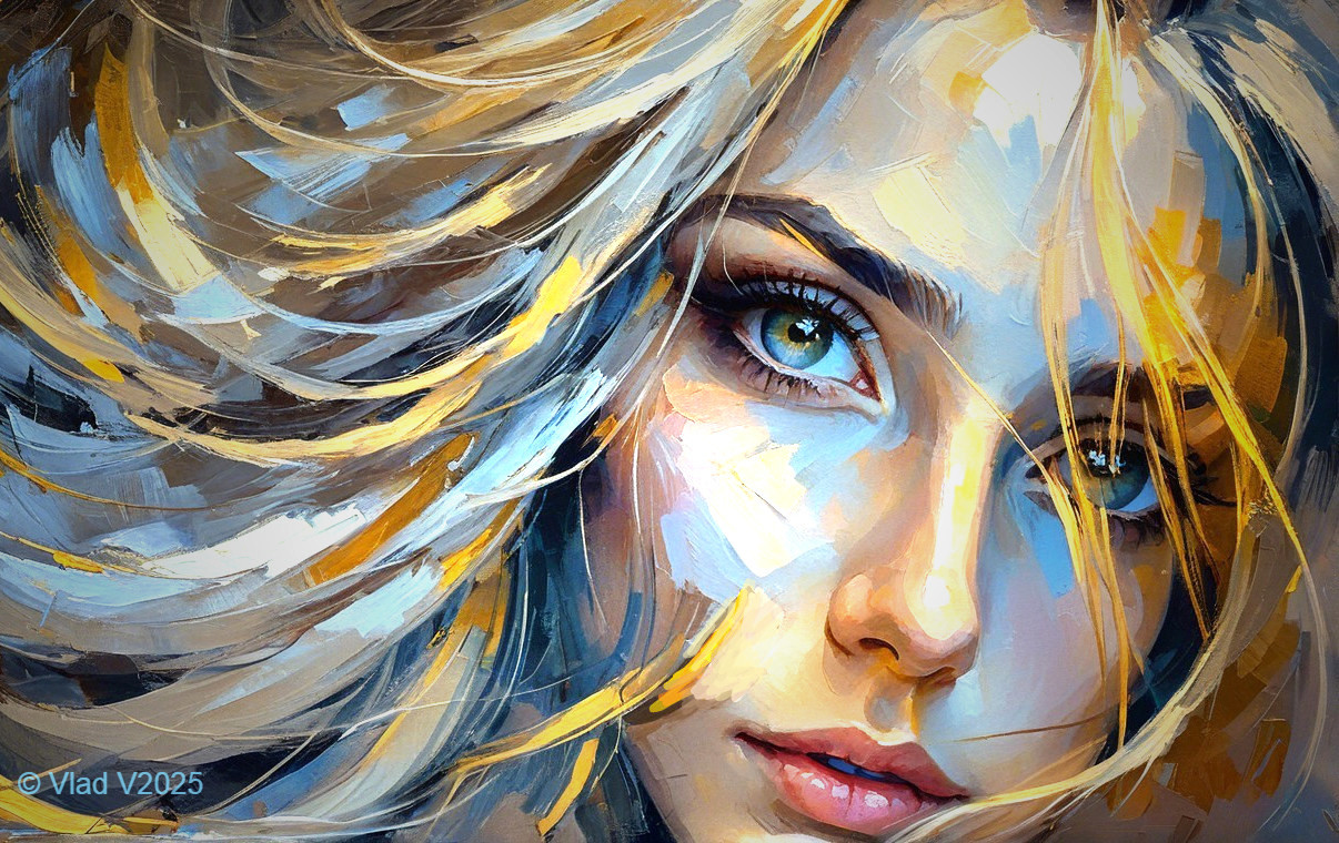 Portrait of a Young Woman with Green Eyes and Blonde Hair