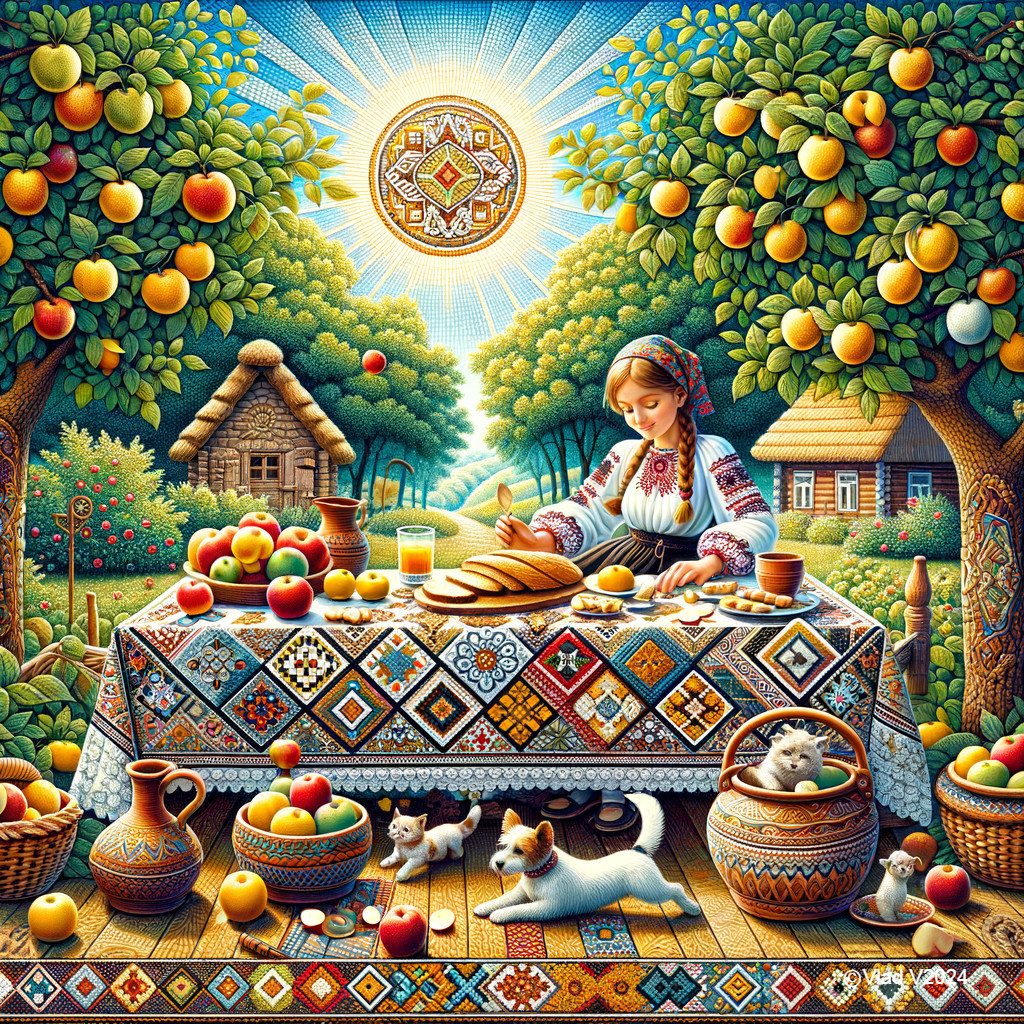 Young Girl Prepares Bread at Idyllic Picnic Scene