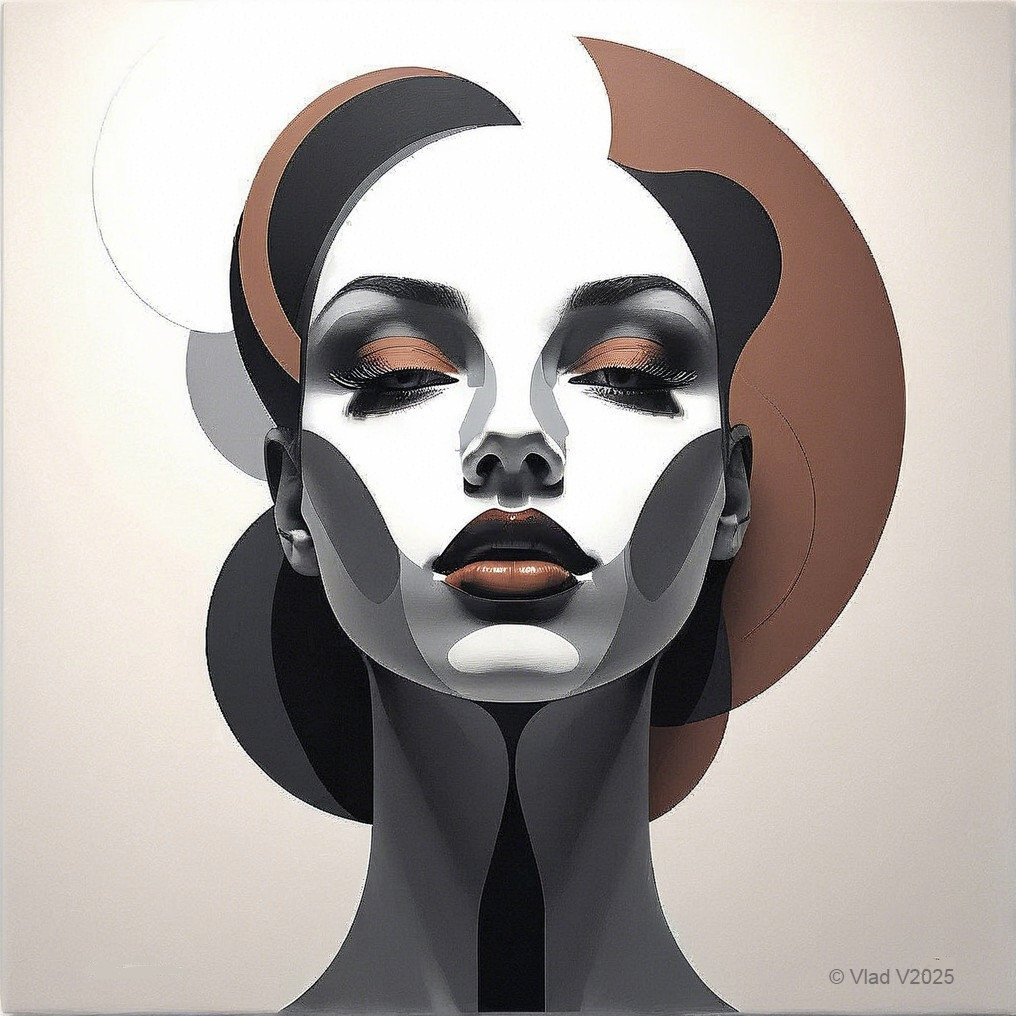 Stylized Portrait of a Woman in Black and Earth Tones