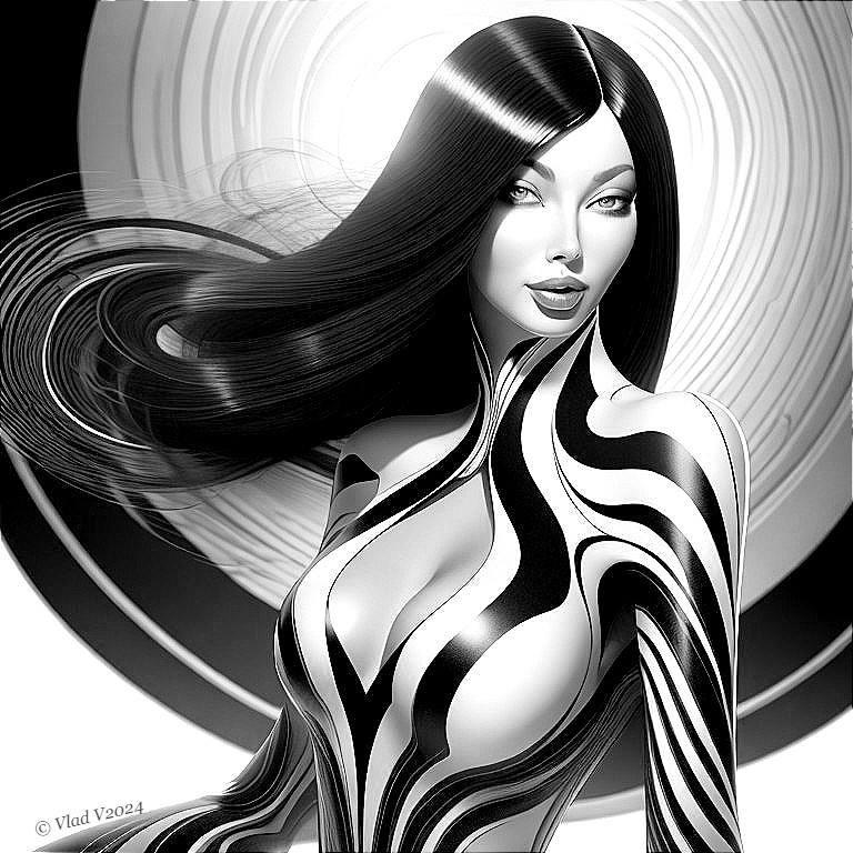 Striking Figure in Monochromatic Bold Patterns
