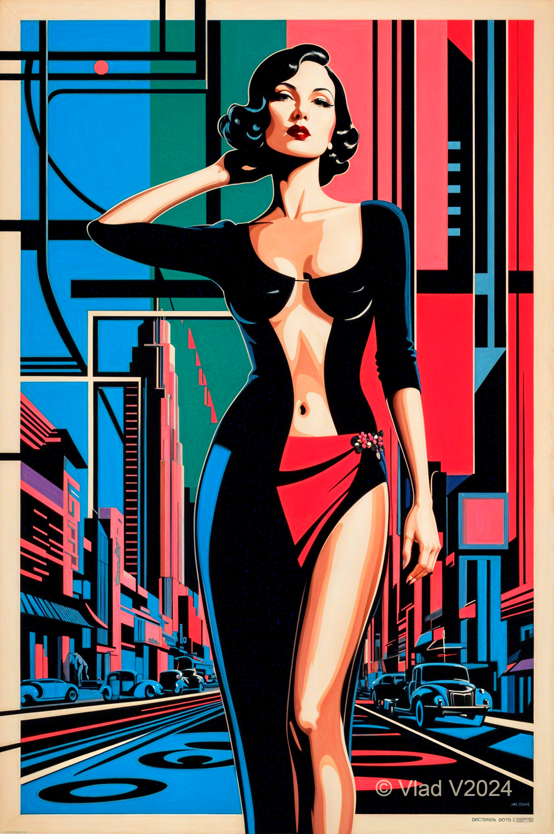 Glamorous Figure in Stylish Outfit on Vibrant City Street