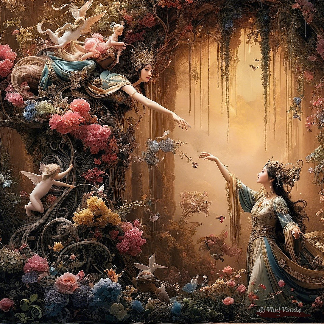 Ethereal Figures in a Whimsical Enchanted Forest