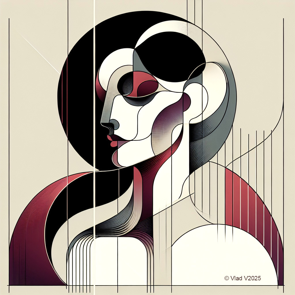 Abstract Portrait of a Woman in Geometric Style