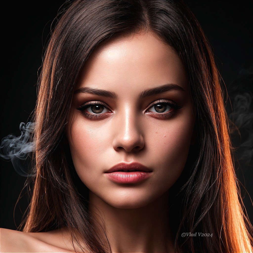 Close-Up Portrait of a Young Woman with Dark Hair