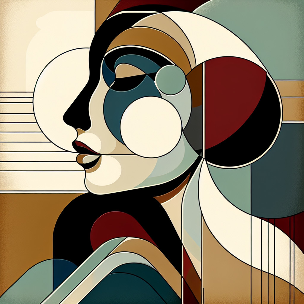 Abstract Profile of a Woman with Geometric Shapes