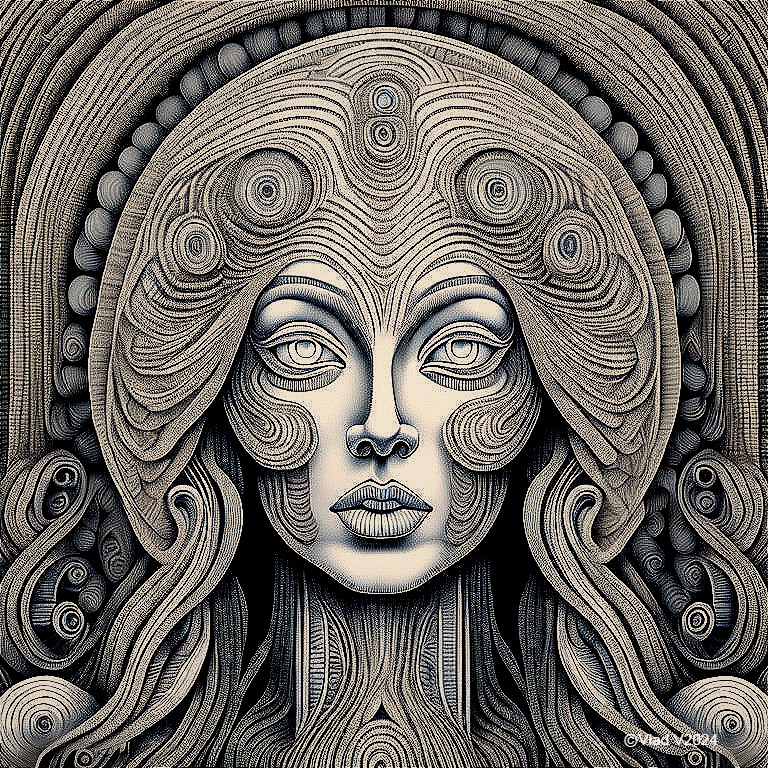 Intricately Designed Stylized Woman's Face Art