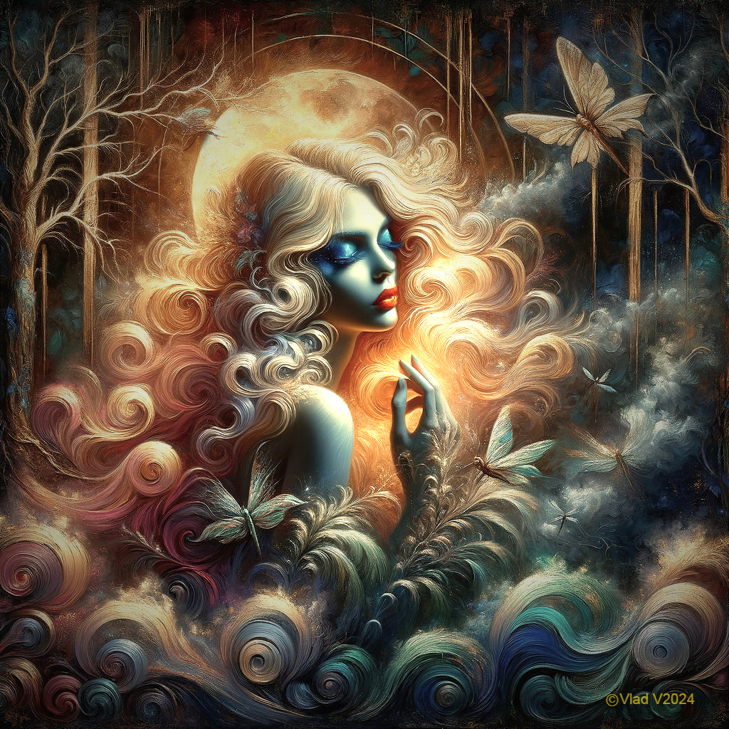 Mystical Woman Surrounded by Ethereal Butterflies