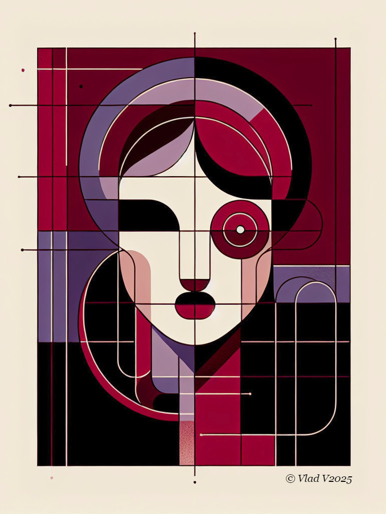 Abstract Portrait of a Woman in Geometric Style