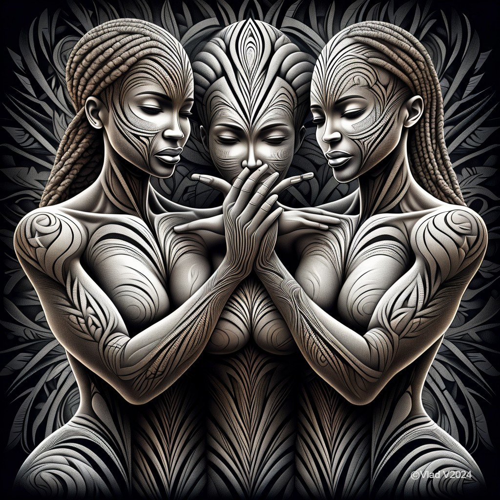 Intricately Detailed Figures in Harmonious Composition