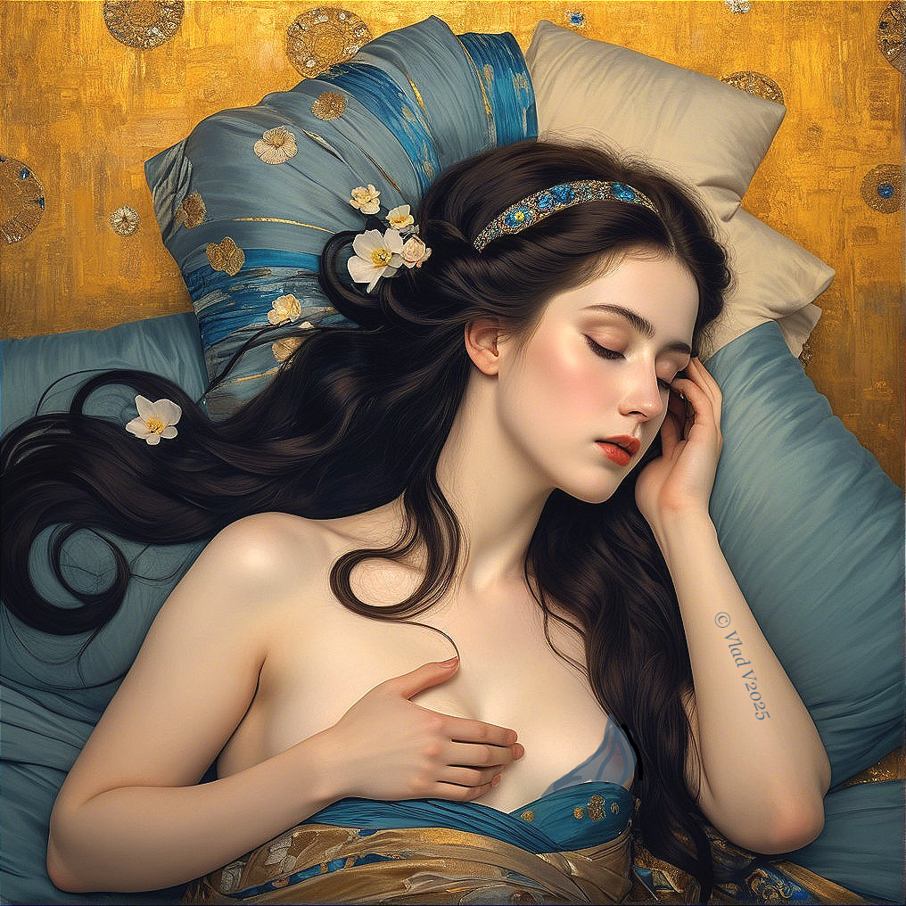 Serene Portrait of a Young Woman on a Luxurious Bed