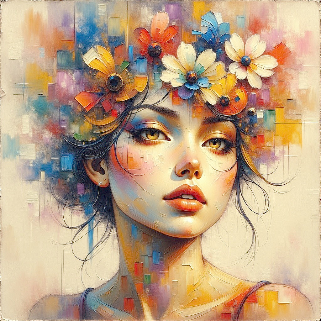 Portrait of a Young Woman with Flower Crown