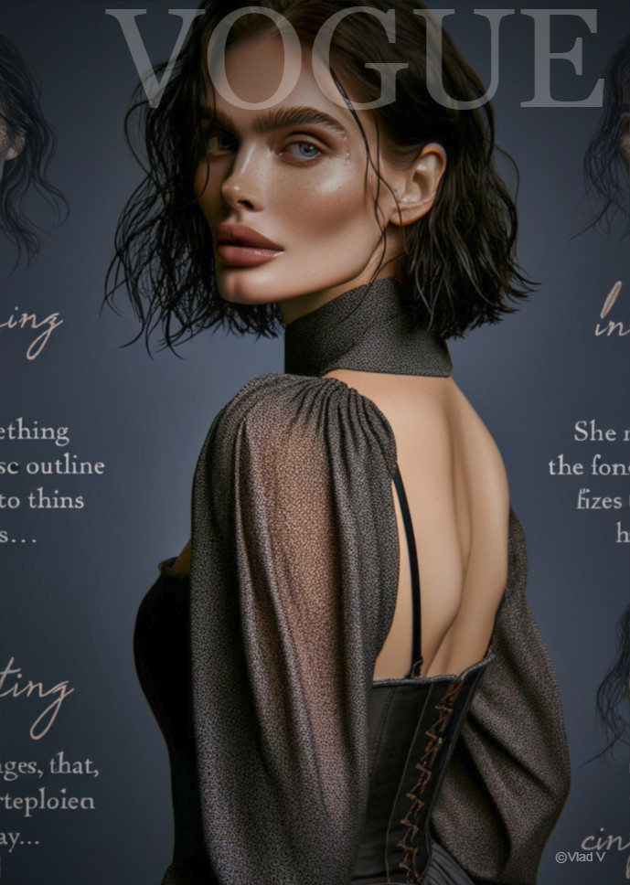 Modern Model in Sheer Top with High-Fashion Backdrop