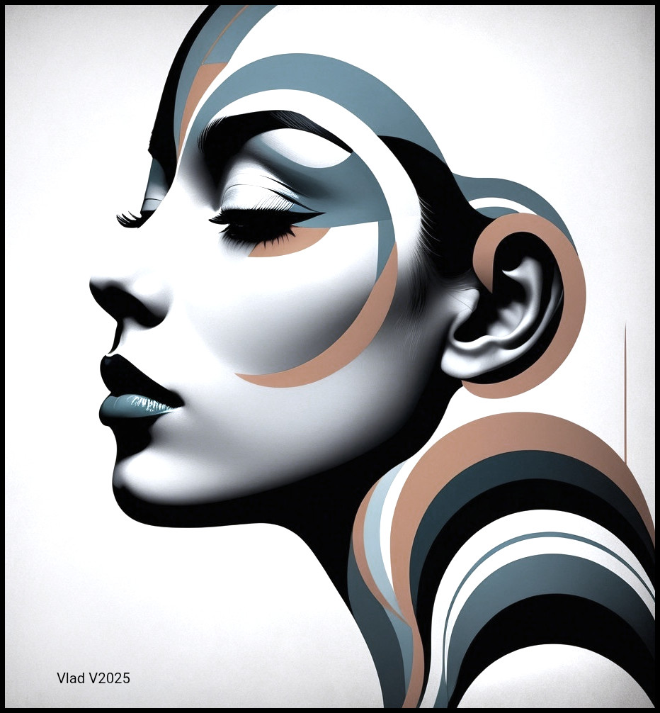Stylized Profile of a Woman's Serene Face in Color