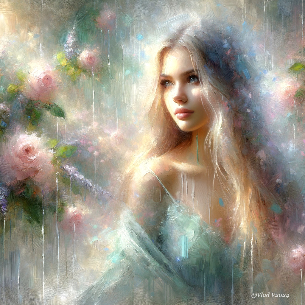 Ethereal Portrait of a Young Woman with Roses