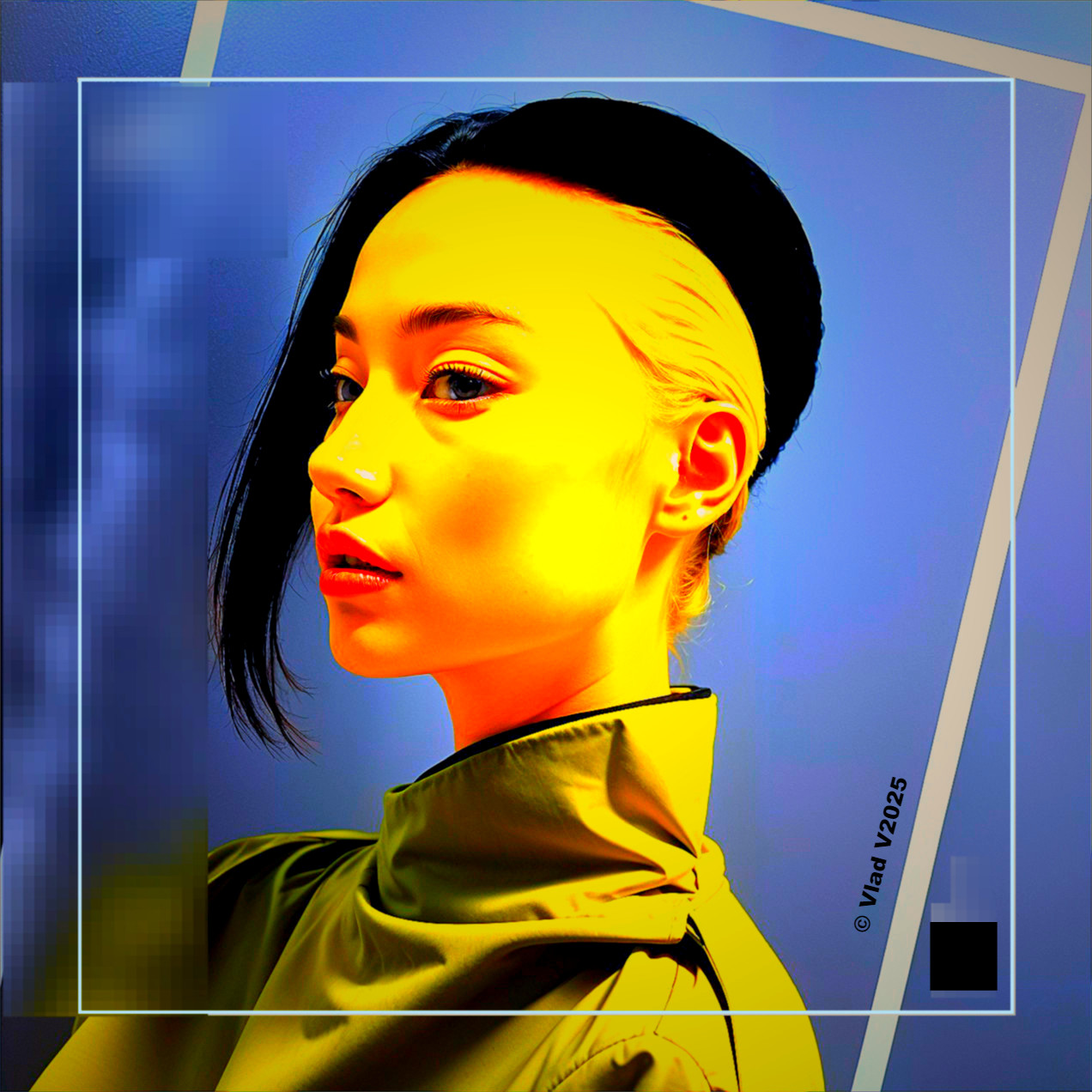 Portrait of a Young Woman with Modern Fashion and Colors