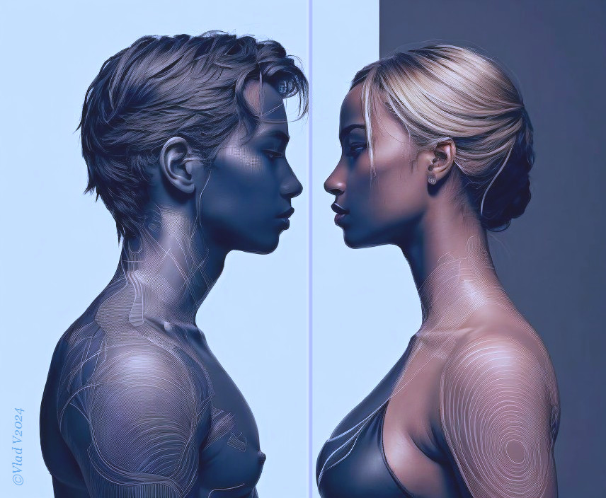 Profile Contrast of Robotic and Natural Human Figures