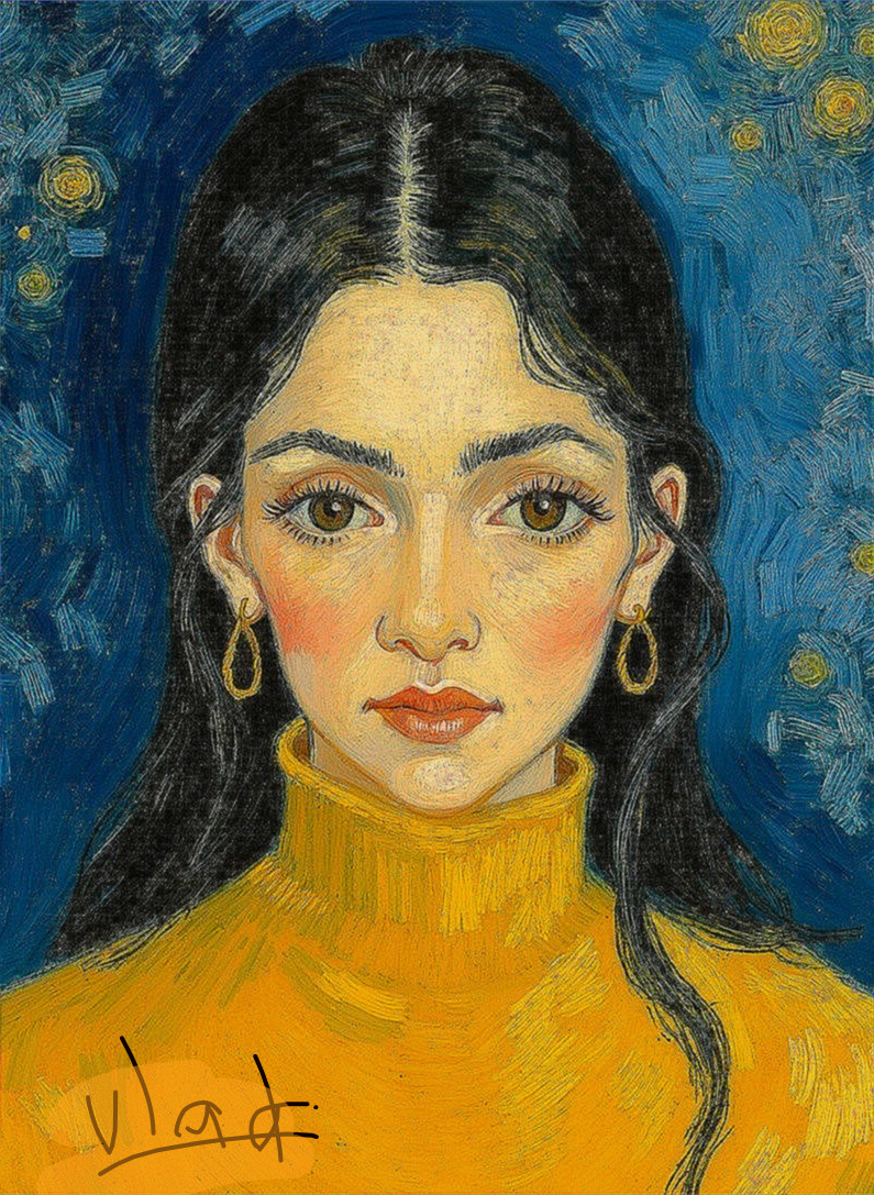 Portrait of a Young Woman in Yellow Turtleneck