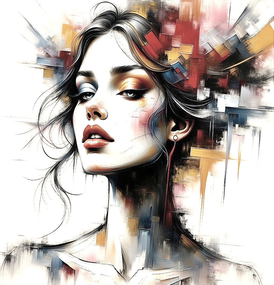 Artistic Portrait of a Woman with Vibrant Background