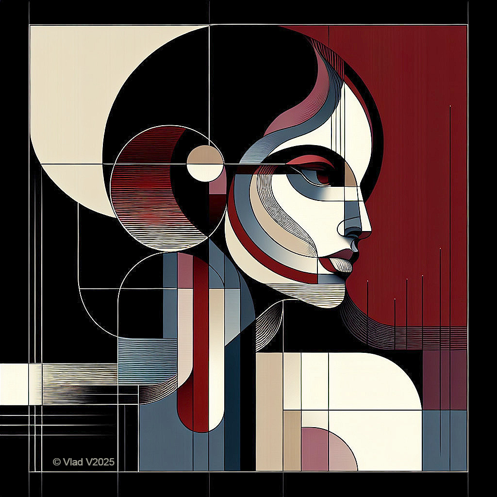 Abstract Face Artwork with Geometric Shapes and Colors
