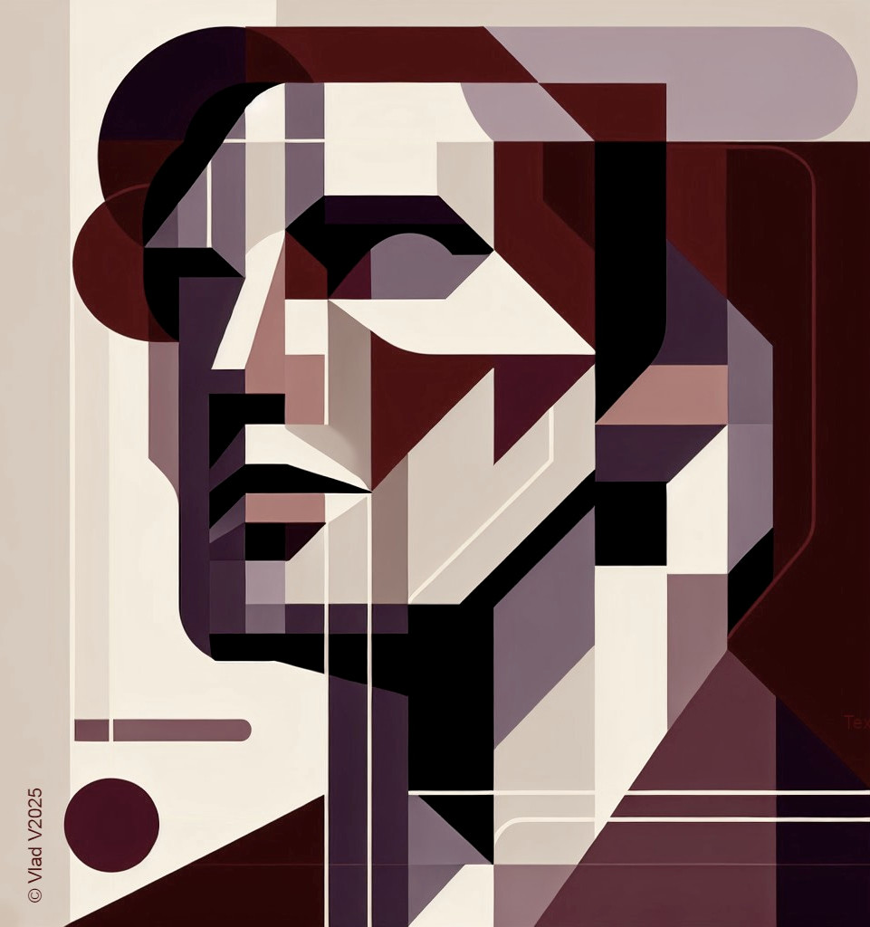 Abstract Geometric Portrait in Muted Color Palette