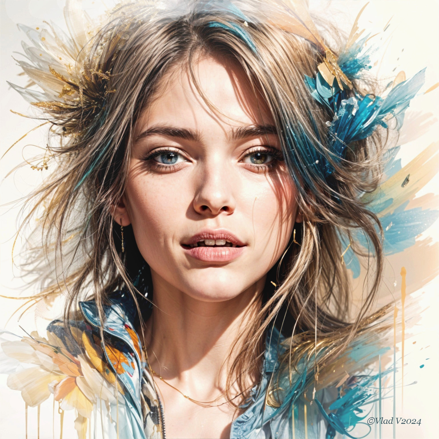 Portrait of a Young Woman with Floral Adornments