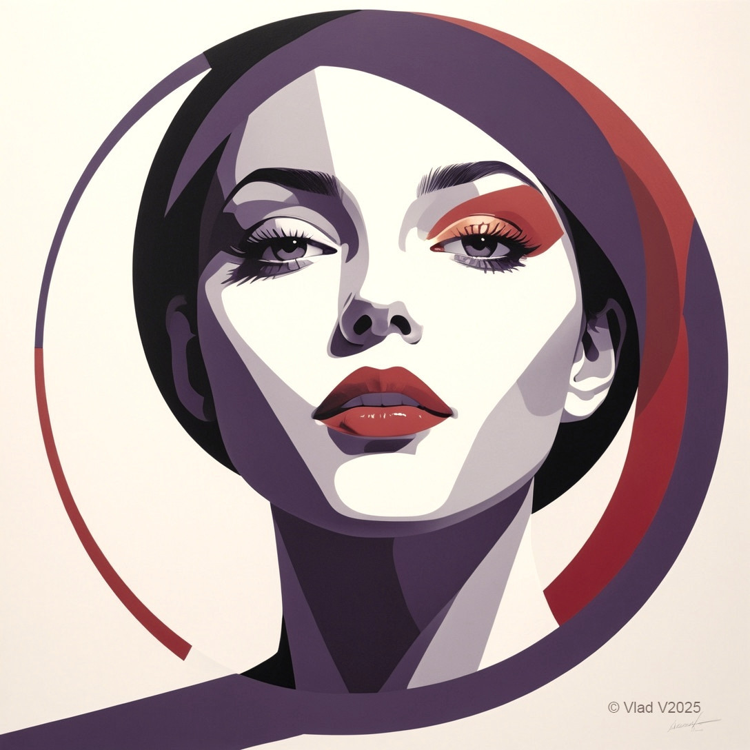 Stylized Portrait of a Woman with Bold Makeup