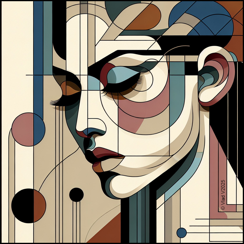 Abstract Portrait of a Woman in Earth Tones and Shapes