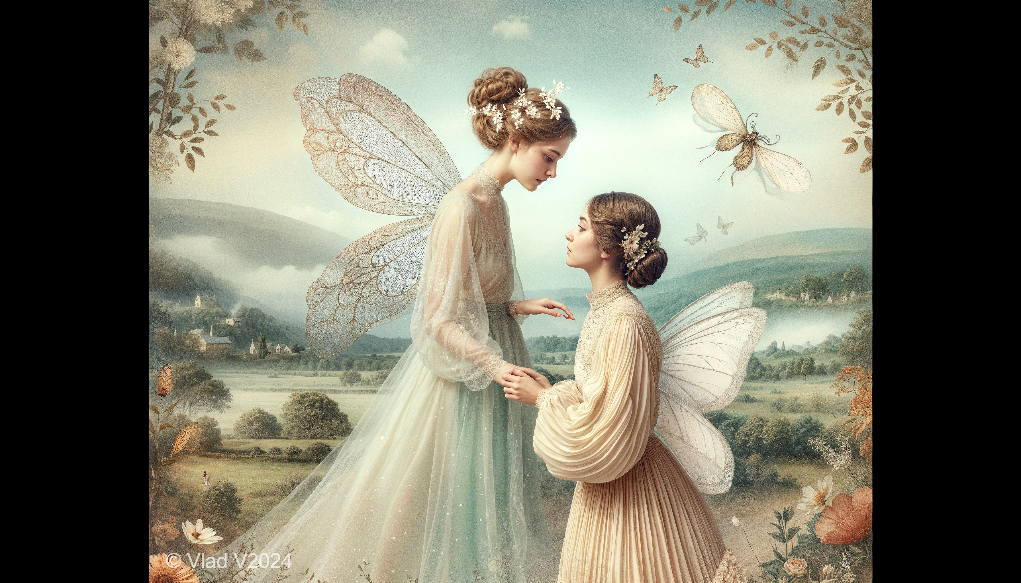 Ethereal Fairies in a Whimsical Enchanted Landscape