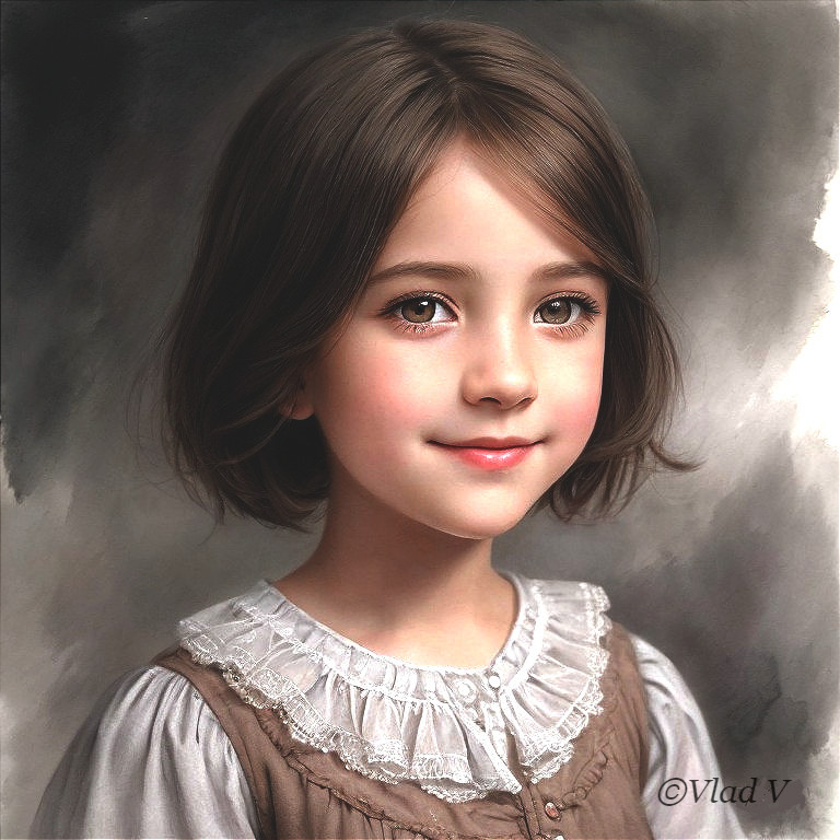 Portrait of a Young Girl with Expressive Features